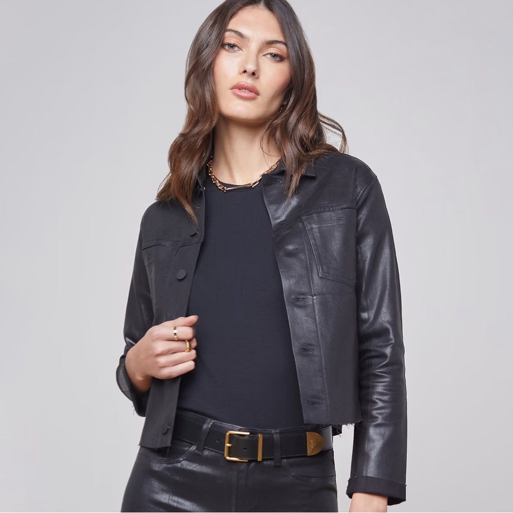 L'AGENCE Black Coated Denim Jacket XS